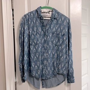 Velvet heart long sleeve chambray button down
